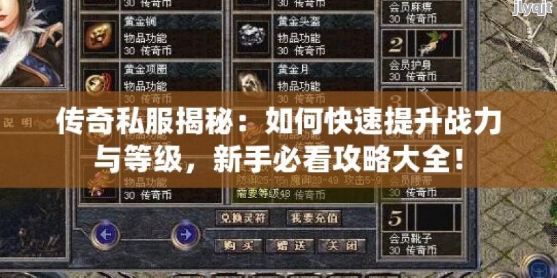 传奇私服揭秘：如何快速提升战力与等级，新手必看攻略大全！ - 